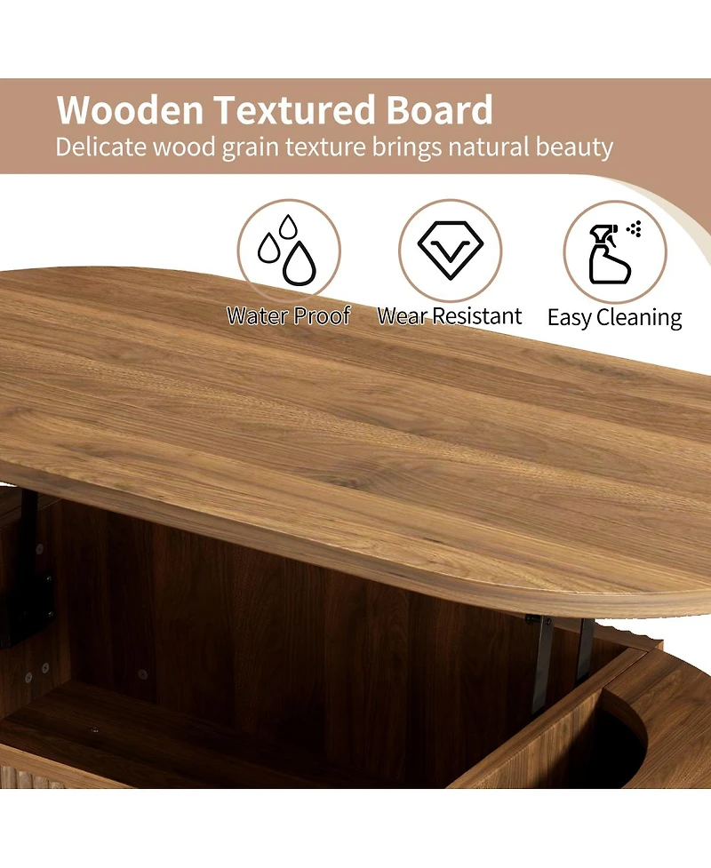 Streamdale Furniture Walnut Lift Top Coffee Table with Hidden Storage
