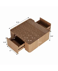 Streamdale Furniture Square Coffee Table with Storage and Glass Top