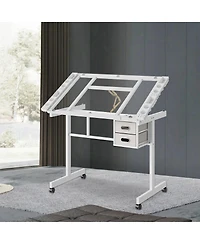 Streamdale Furniture Adjustable Art Desk With 2 Drawers and 4 Wheels