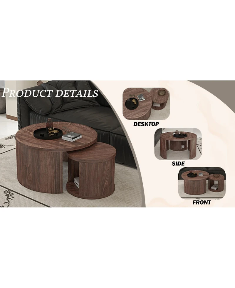 Streamdale Furniture Natural Wood Nesting Coffee Table Set