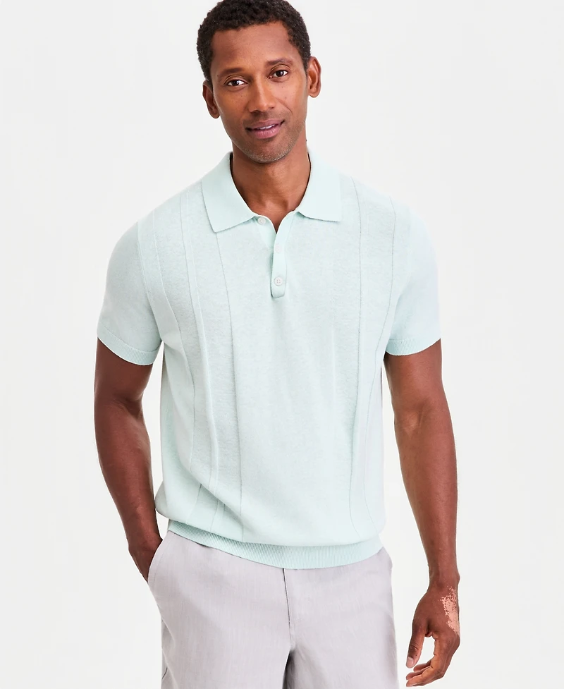 Club Room Men's Short-Sleeve Linen and Cotton Engineer Sweater, Macy's Exclusive