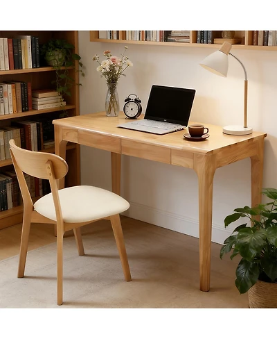 Streamdale Furniture Solid Wood Standing Desk with Drawers, Mid Century Modern