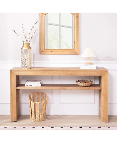 Streamdale Furniture Rustic Solid Wood Console Table with Storage Shelf