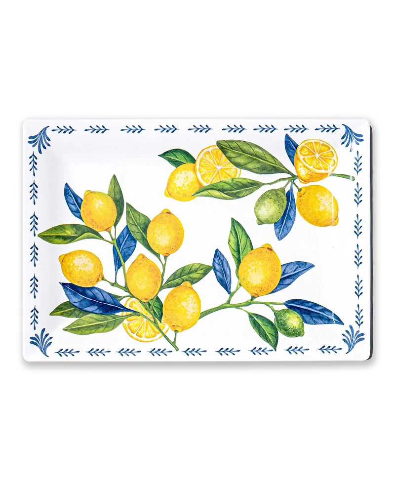 Abode Homewares Lemon Orchard 14" Melamine Rectangular Serving Tray