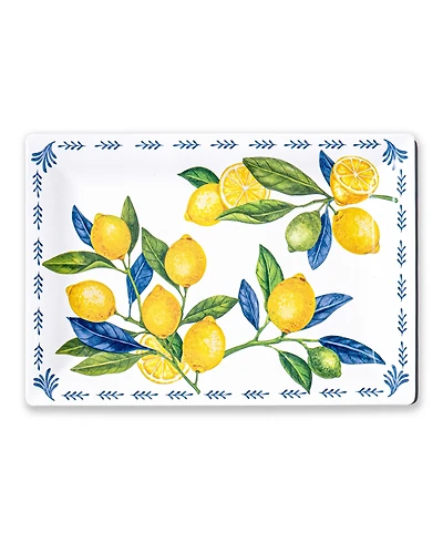 Abode Homewares Lemon Orchard 14" Melamine Rectangular Serving Tray