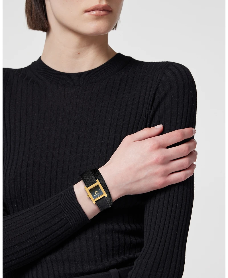 Versace Women's Mosaic Black Calf Leather Strap Watch 22x22mm