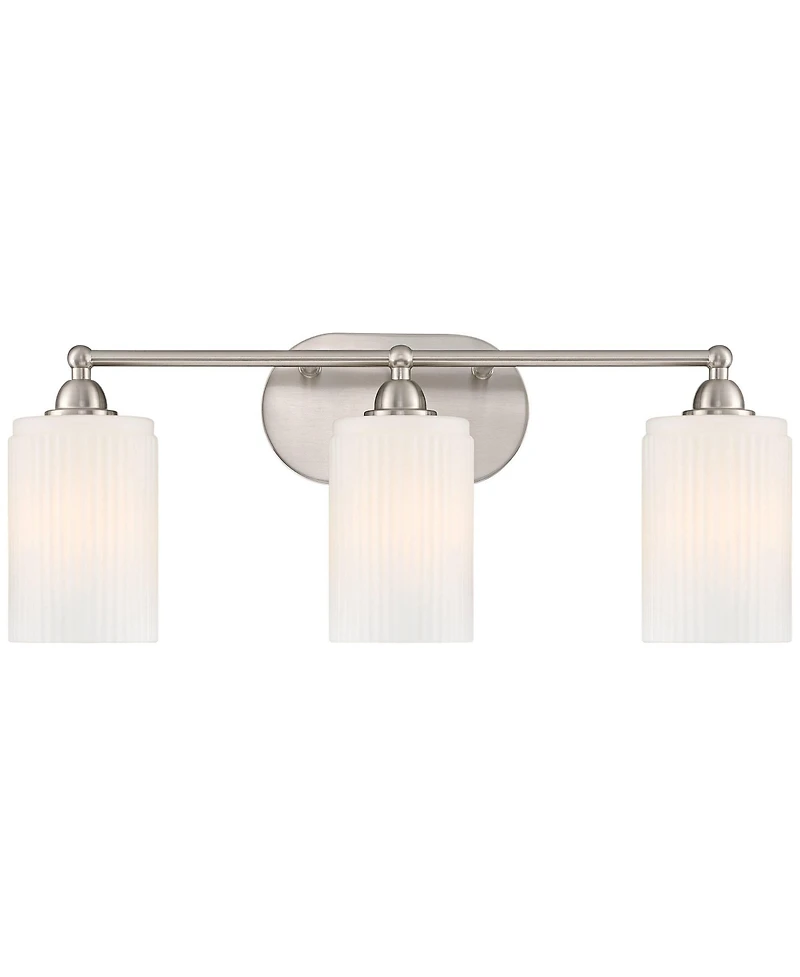 360 Lighting David 22" Wide Brushed Nickel and Fluted Glass 3-Light Bath Light