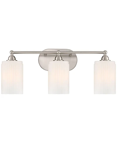 360 Lighting David 22" Wide Brushed Nickel and Fluted Glass 3-Light Bath Light