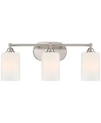 360 Lighting David 22" Wide Brushed Nickel and Fluted Glass 3-Light Bath Light