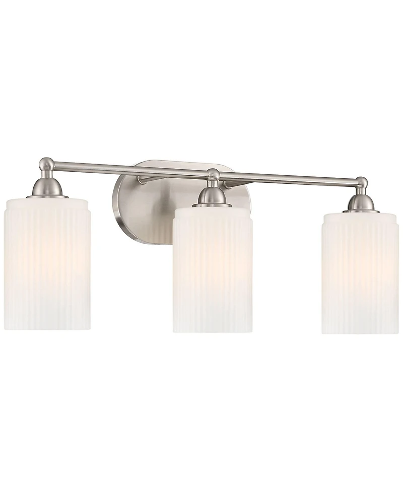 360 Lighting David 22" Wide Brushed Nickel and Fluted Glass 3-Light Bath Light