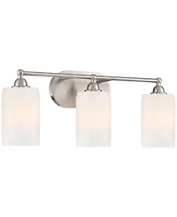360 Lighting David 22" Wide Brushed Nickel and Fluted Glass 3-Light Bath Light