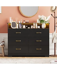gaomon -Drawer Wooden Dresser, Modern Closet Storage Cabinet for Bedroom