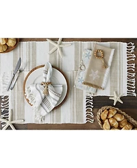 Design Imports Coastal Sands Stripe Cotton Jute Table Runner, 14" x 72"
