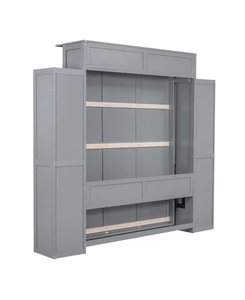 Streamdale Furniture Murphy Bed With Shelves and Led Lights