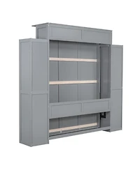 Streamdale Furniture Murphy Bed With Shelves and Led Lights