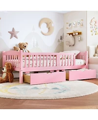 Streamdale Furniture Platform Bed with Storage and Guardrails
