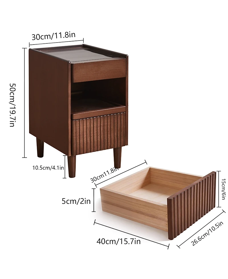 Streamdale Furniture Wooden Bedside Table with 1 Drawer and Open Shelf