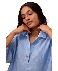 Celtic & Co. Women's Collared Popover Linen Blouse