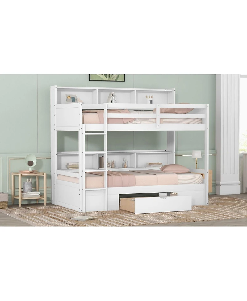 Streamdale Furniture Bunk Bed With Shelves and Storage Drawer