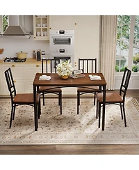 Streamdale Furniture Industrial Dining Table Set with 4 Benches (43.3"L)