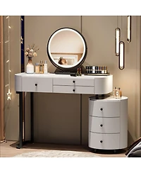 Streamdale Furniture Minimalist Dressing Table with Detachable Mirror and Side Cabinet