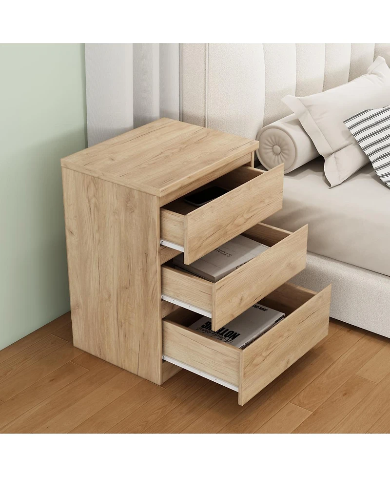 Streamdale Furniture 3-Drawer Handle-Free Nightstand/Side Table