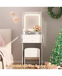 Streamdale Furniture Small Vanity Set with Stool and Foldable Side Tables
