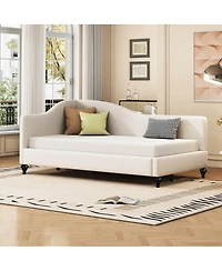 Streamdale Furniture Linen L-Shaped Daybed with Wood Legs