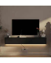 Streamdale Furniture Floating Led Tv Stand with Power Outlet