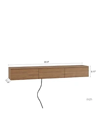 Streamdale Furniture Floating Tv Stand Wall Mounted with 16 Color LEDs for 65 Inch Tv