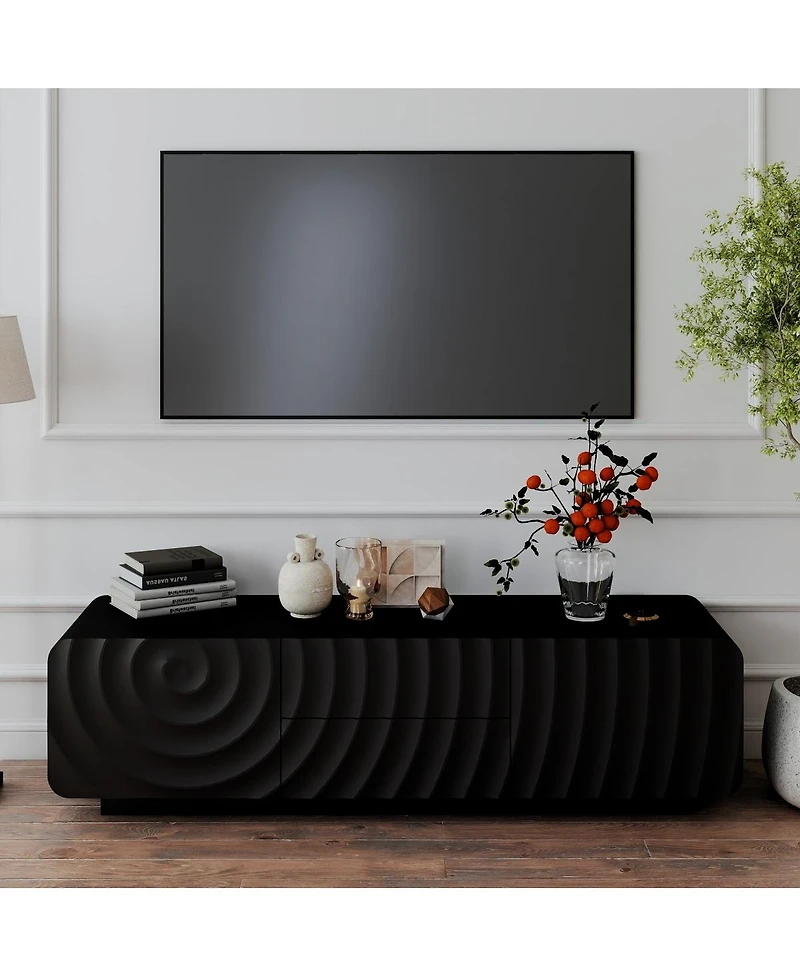 Streamdale Furniture Tv Console with Spiral Wave Design, Storage Cabinet & 2 Drawers
