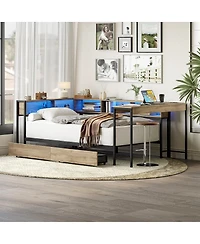 Streamdale Furniture Full Bed w/Bookcase, Led, Charging, Storage