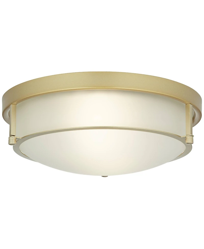 Possini Euro Design Encina 13inch Modern Flush-Mount Ceiling Light Fixture Kitchen Foyer Hallway Drum Frosted Glass