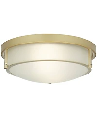 Possini Euro Design Encina 13inch Modern Flush-Mount Ceiling Light Fixture Kitchen Foyer Hallway Drum Frosted Glass