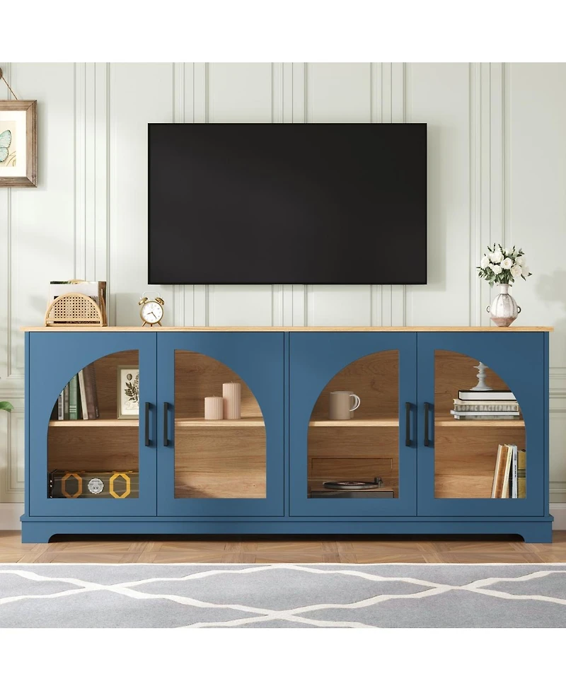 Streamdale Furniture Farmhouse Tv Stand Glass Doors