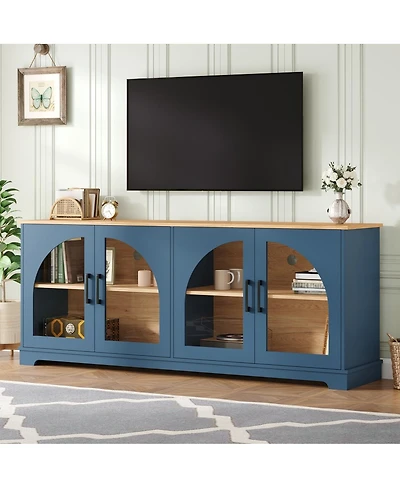 Streamdale Furniture Farmhouse Tv Stand Glass Doors