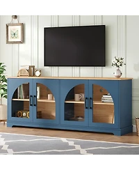 Streamdale Furniture Farmhouse Tv Stand Glass Doors