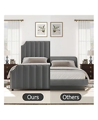 gaomon Queen Platform Bed Frame, Velvet Upholstered, 50.2" Vertical Channel Tufted Headboard & Footboard