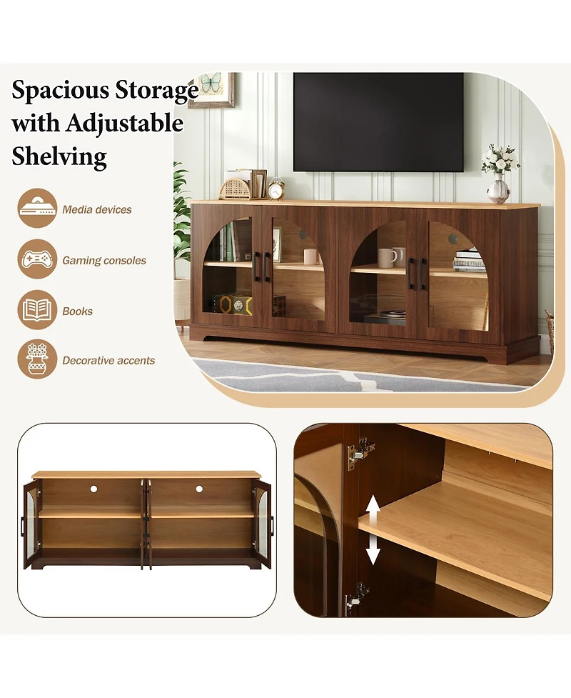 Streamdale Furniture Farmhouse Tv Stand Glass Doors