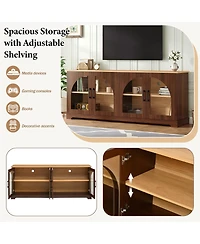 Streamdale Furniture Farmhouse Tv Stand Glass Doors