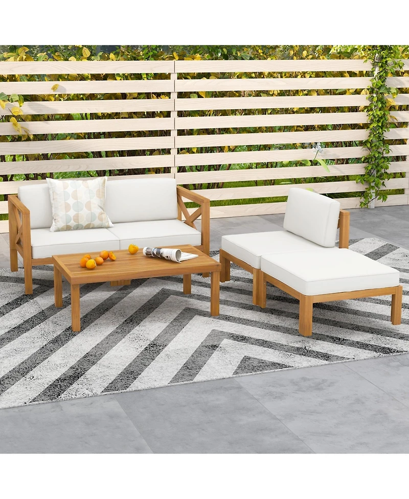 Slickblue 5 Piece Outdoor Conversation Set with Chairs Ottoman & Table