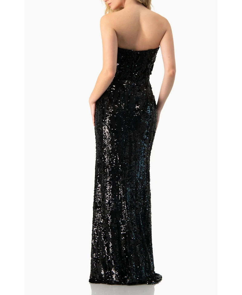 Ivonne Women's Strapless Sequin Column Gown
