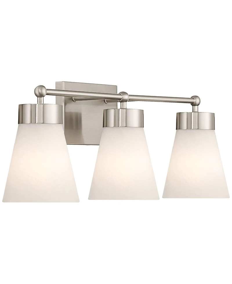 Regency Hill Hemingway 22" Wide Brushed Nickel and Cloud Glass 3-Light Bath Light