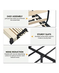 gaomon Upholstered Bed Frame With Height-Adjustable Headboard, Linen Platform Bed Frame Mattress Foundation