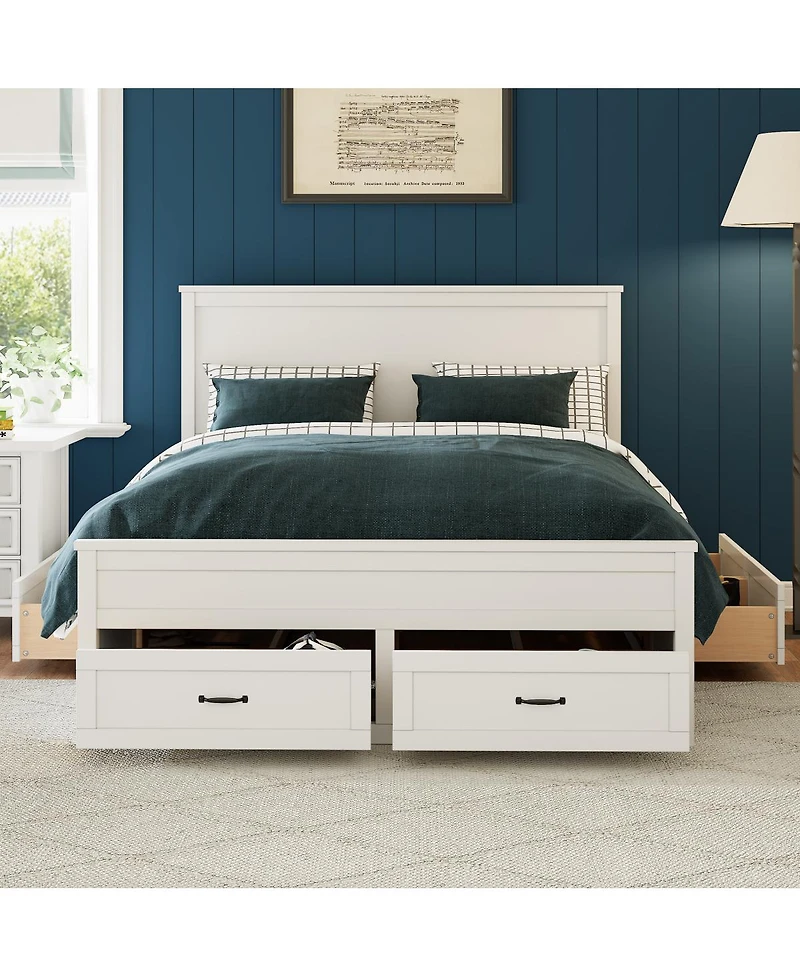 Streamdale Furniture Wood Storage Bed with 6 Drawers