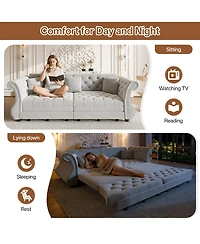 Streamdale Furniture Oversized Chesterfield Velvet Pull Out Sofa Bed