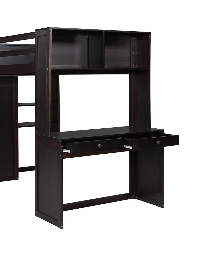 Streamdale Furniture Twin Loft Bed With Desk, Shelves, Wardrobe