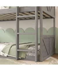 Streamdale Furniture Floor Bunk Bed w/Ladder, Panel Headboard