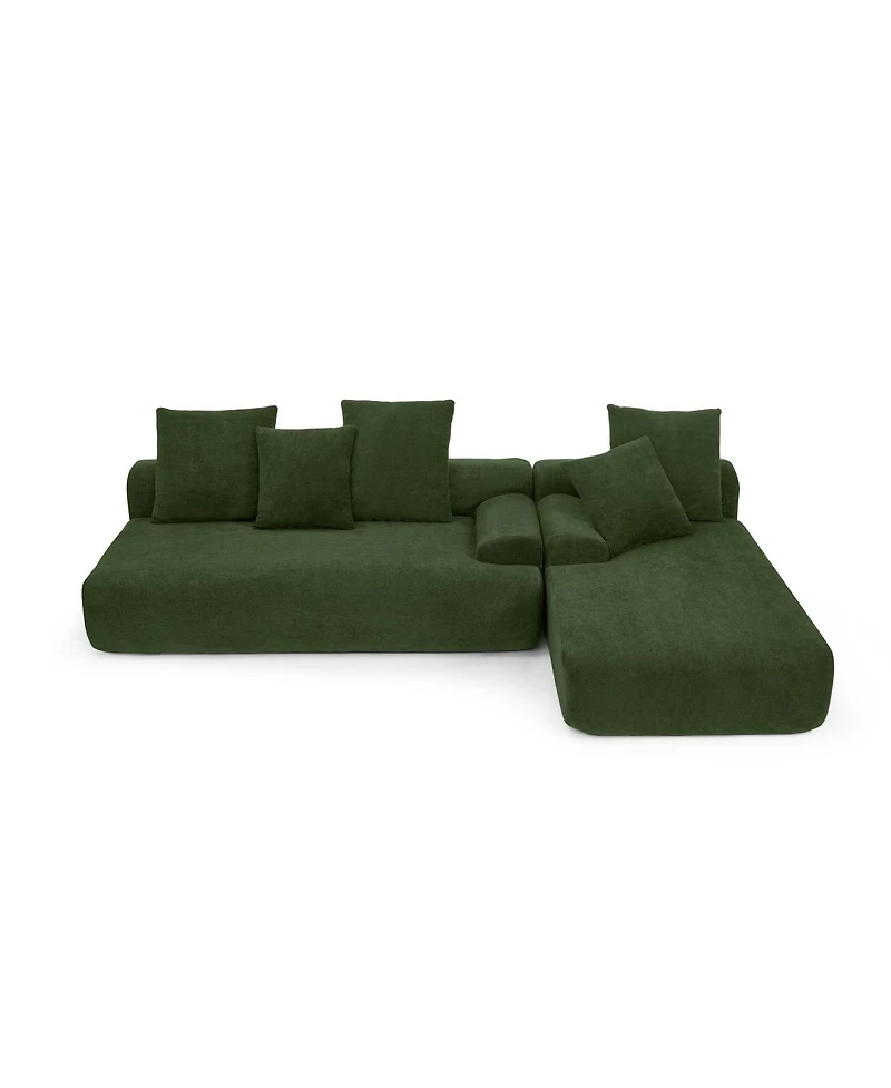 Streamdale Furniture Modern Upholstered L-Shape Sectional Sofa, Modular Compressed Sofa, Melange Velvet.