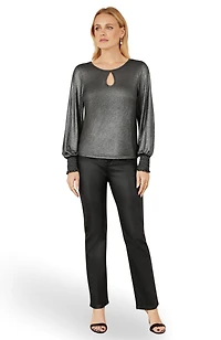 Yumi Women's Metallic Bow Back Top